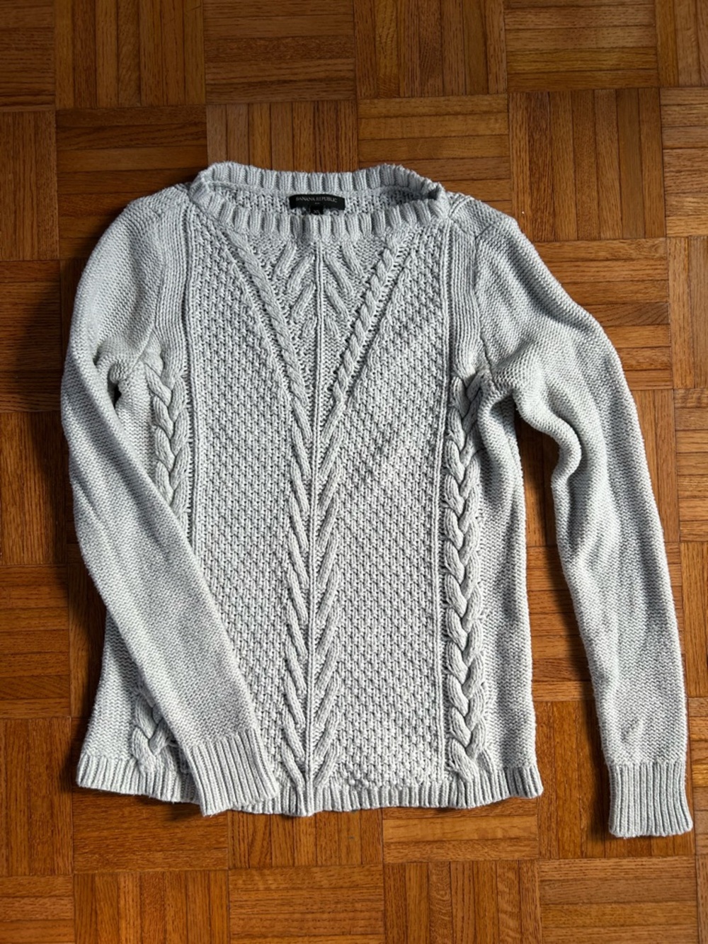 Banana Republic Light Gray Cable Knit Sweater